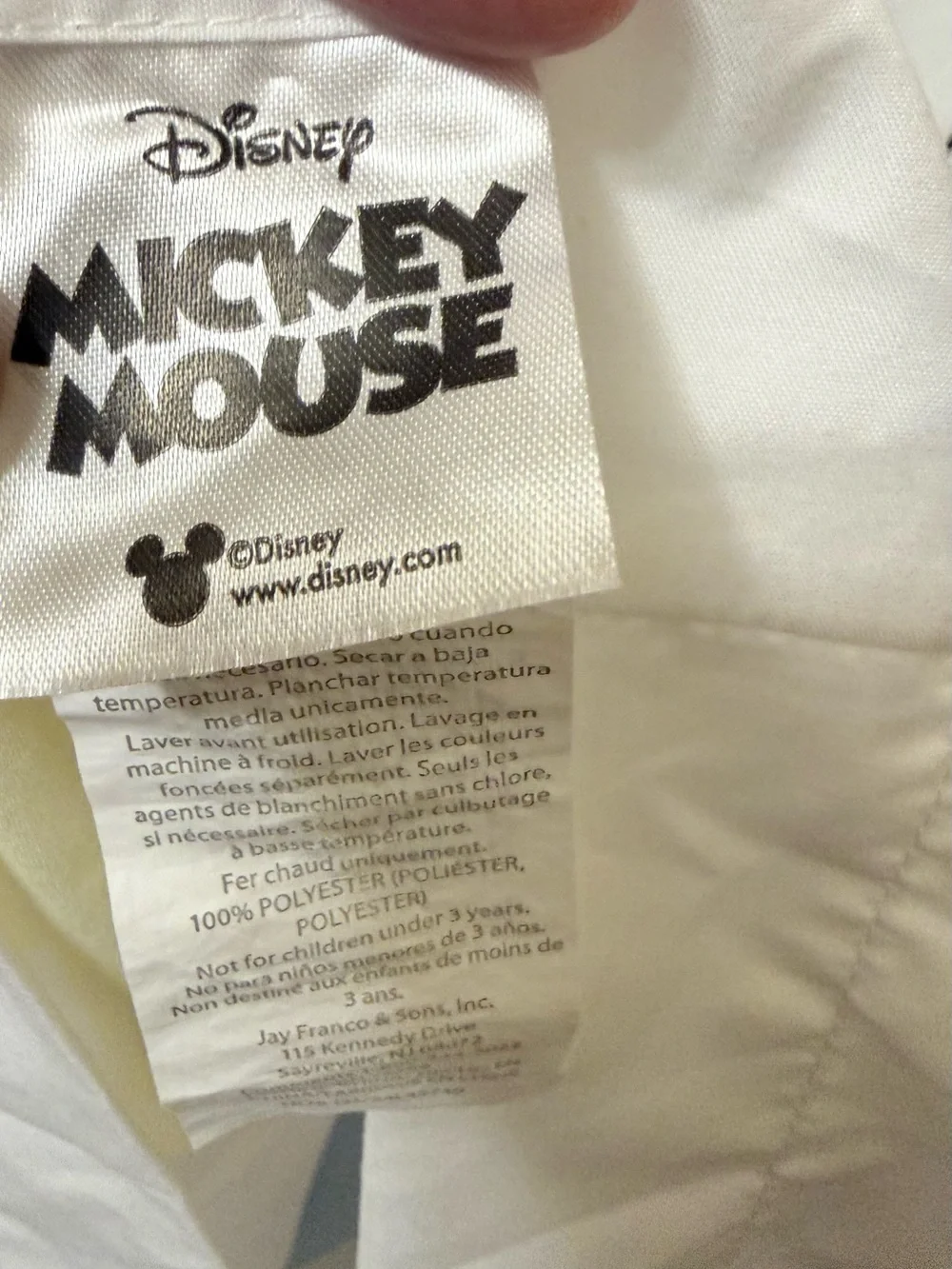 Disney White Pillowcase Pair with Multicolor Letters and Mickey Graphic